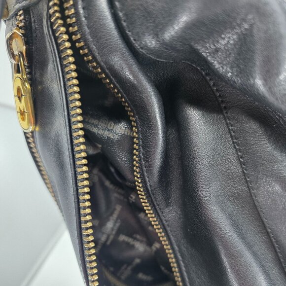 Marino Orlandi Black Leather Hobo Shoulder Bag Gold Hardware Made in Italy - Picture 14 of 16